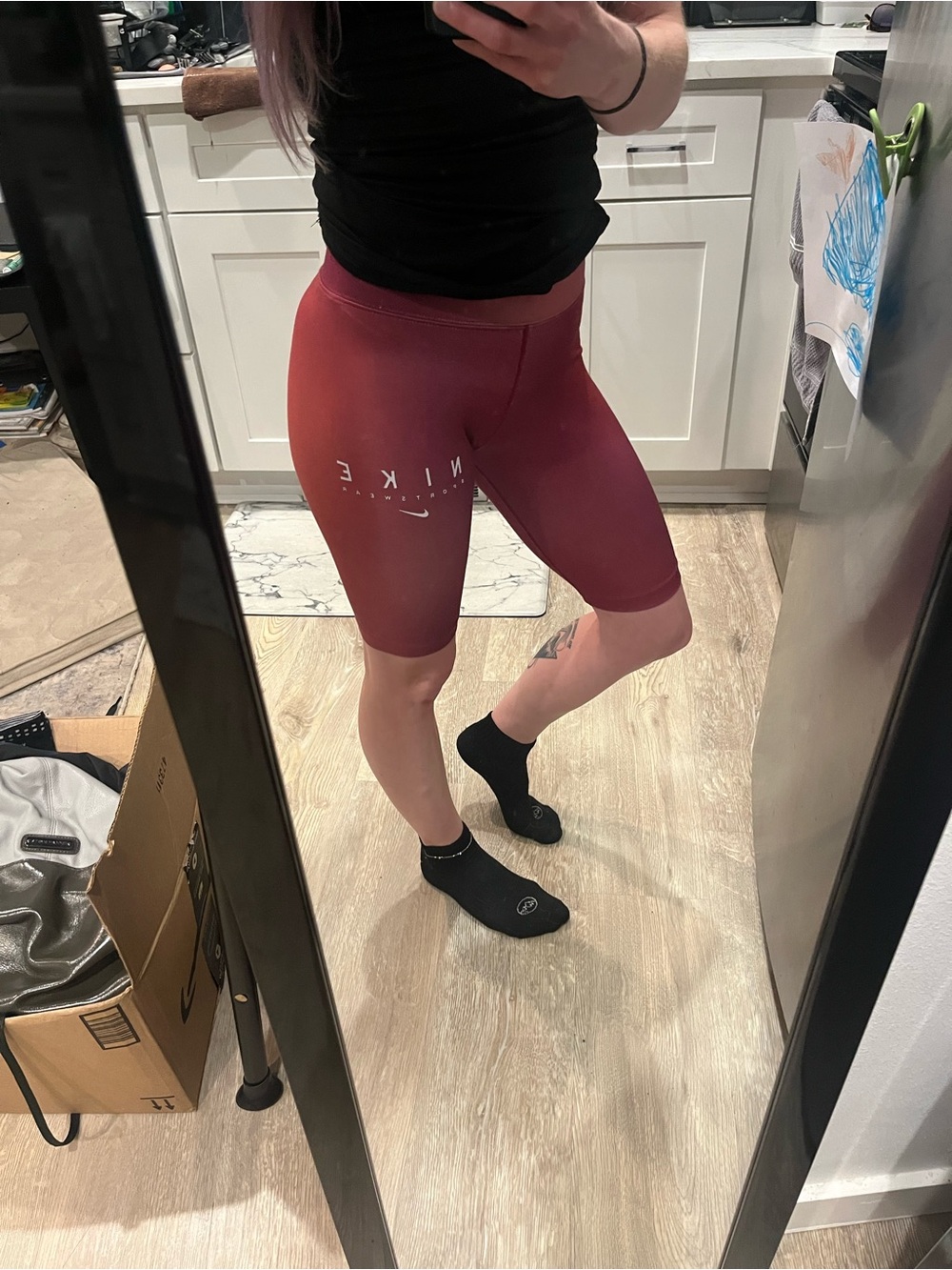 Nike Maroon High-Rise Bike Shorts